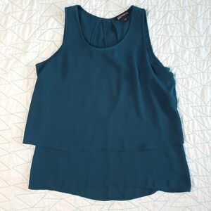 Express Teal Sleeveless Back Cut-Out Blouse